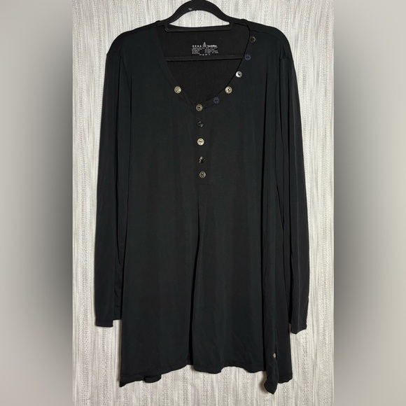 neon buddha Tops - Neon Buddha Black Button Women's Top